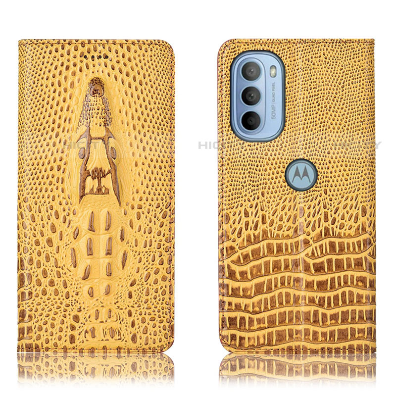 Coque Portefeuille Livre Cuir Etui Clapet H03P pour Motorola Moto G31 Jaune Plus