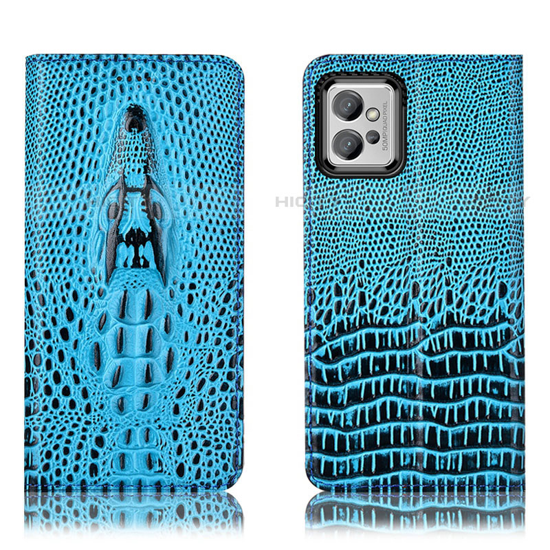 Coque Portefeuille Livre Cuir Etui Clapet H03P pour Motorola Moto G32 Bleu Ciel Plus