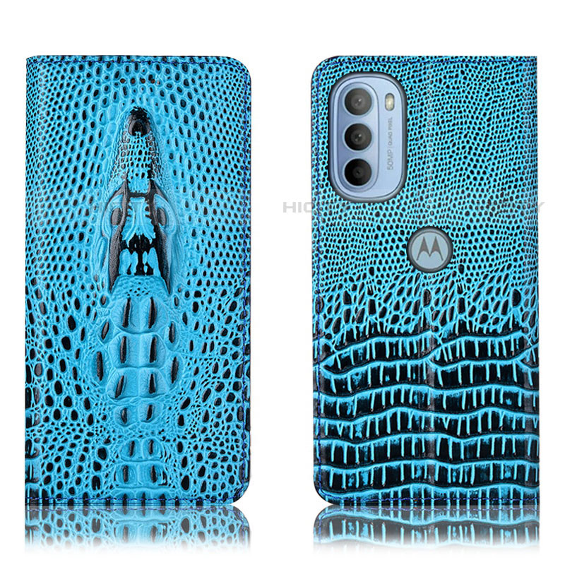 Coque Portefeuille Livre Cuir Etui Clapet H03P pour Motorola Moto G41 Bleu Ciel Plus