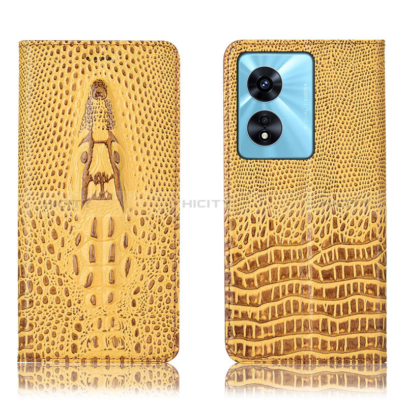 Coque Portefeuille Livre Cuir Etui Clapet H03P pour Oppo A1 Pro 5G Jaune Plus