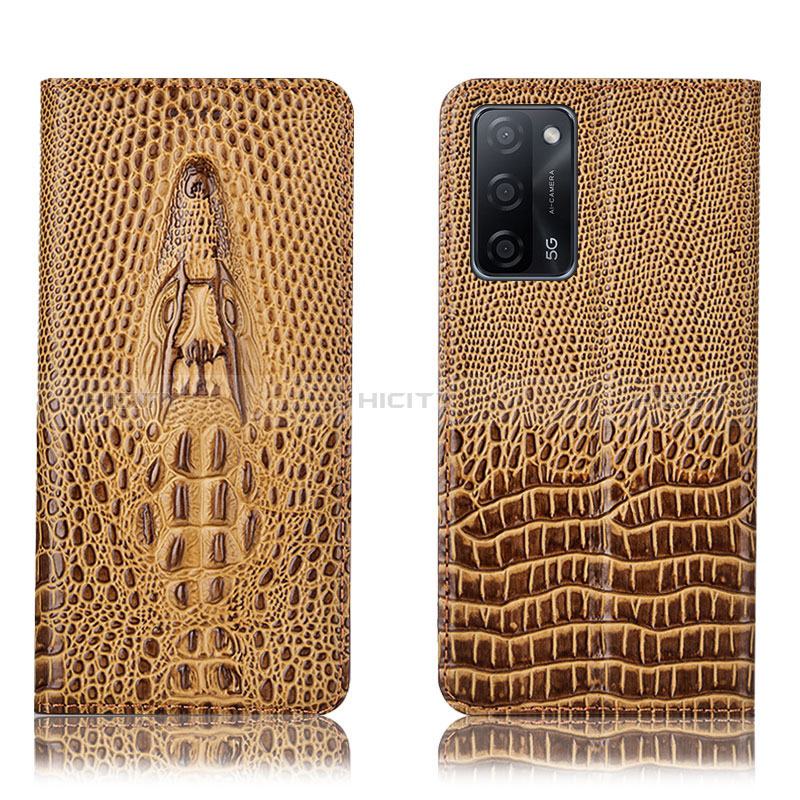 Coque Portefeuille Livre Cuir Etui Clapet H03P pour Oppo A56 5G Marron Plus