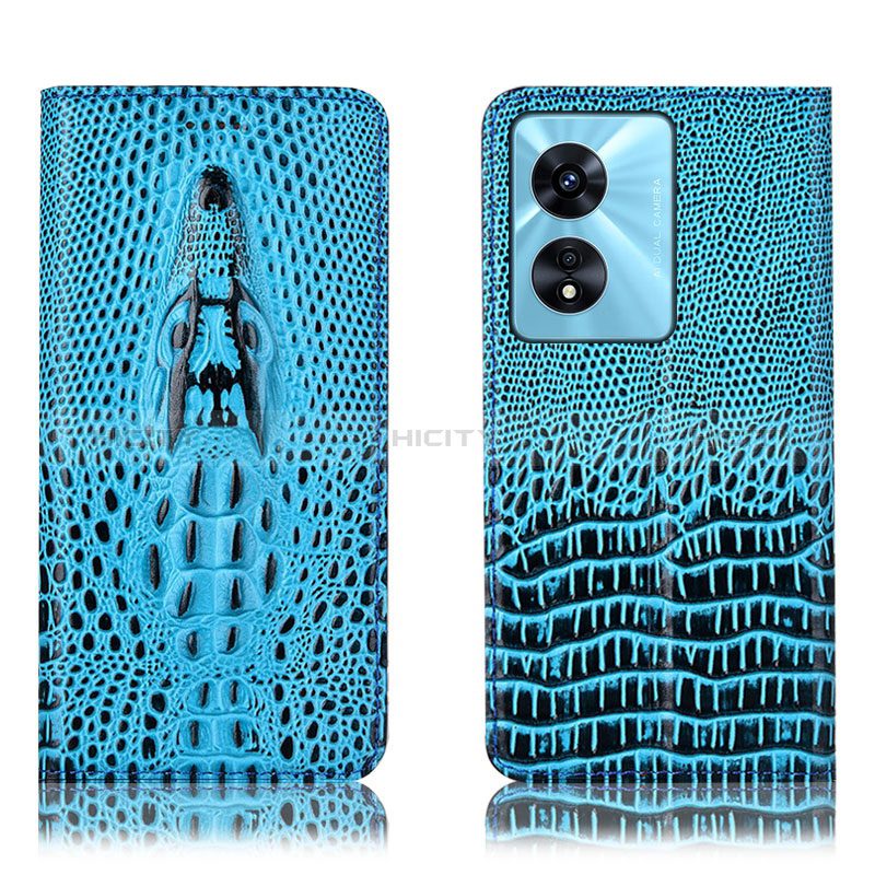 Coque Portefeuille Livre Cuir Etui Clapet H03P pour Oppo A78 4G Bleu Ciel Plus