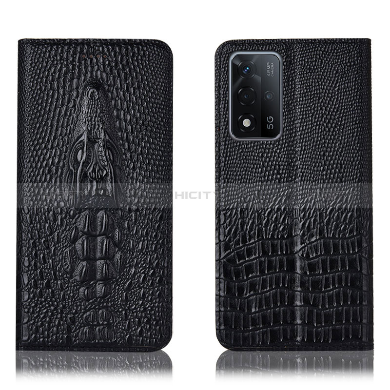 Coque Portefeuille Livre Cuir Etui Clapet H03P pour Oppo A93s 5G Noir Plus