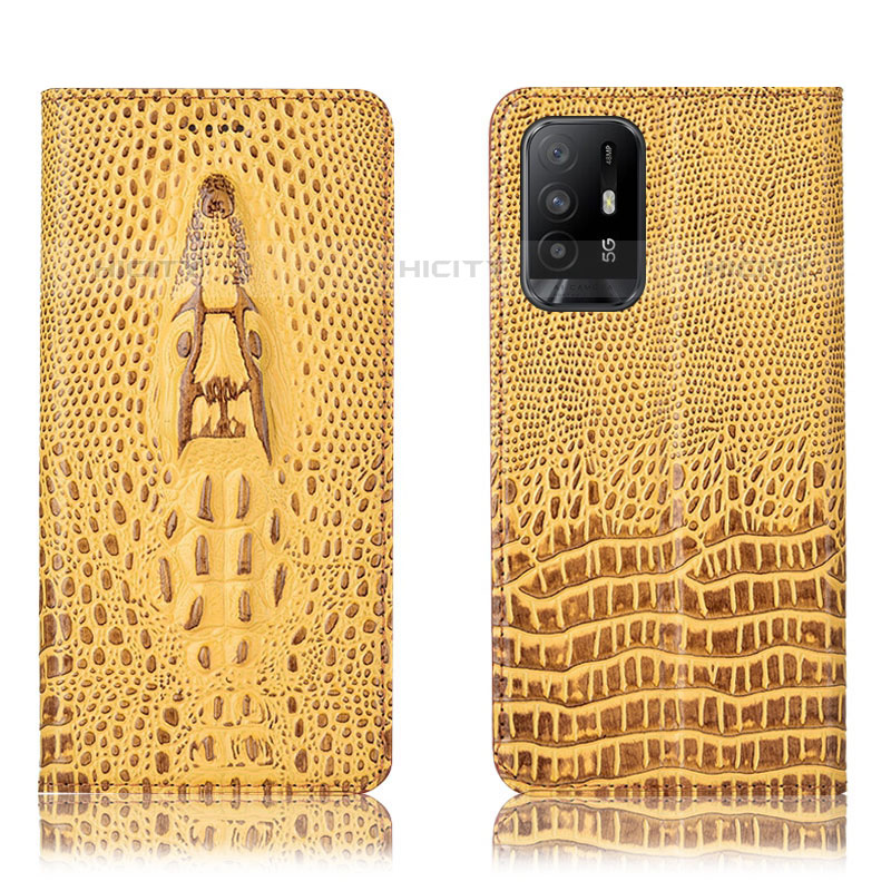 Coque Portefeuille Livre Cuir Etui Clapet H03P pour Oppo A94 5G Jaune Plus