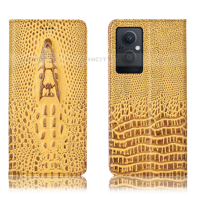 Coque Portefeuille Livre Cuir Etui Clapet H03P pour Oppo F21s Pro 5G Jaune Plus