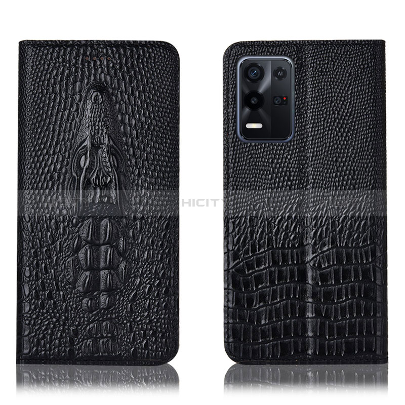 Coque Portefeuille Livre Cuir Etui Clapet H03P pour Oppo K9X 5G Noir Plus