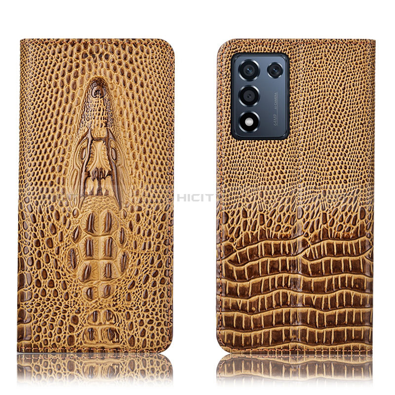 Coque Portefeuille Livre Cuir Etui Clapet H03P pour Realme 9 SE 5G Marron Plus