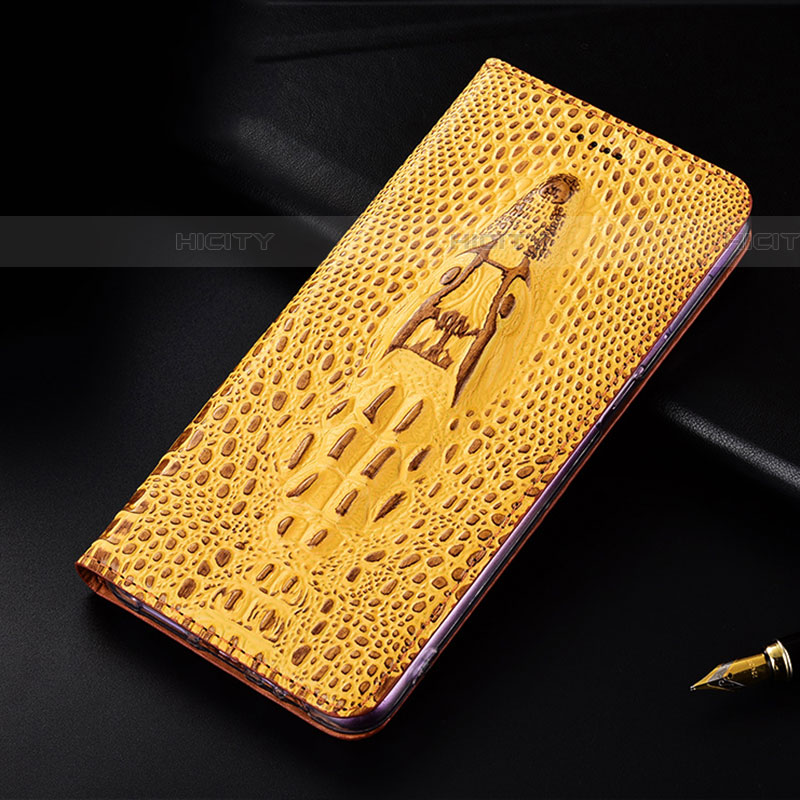 Coque Portefeuille Livre Cuir Etui Clapet H03P pour Samsung Galaxy F23 5G Jaune Plus