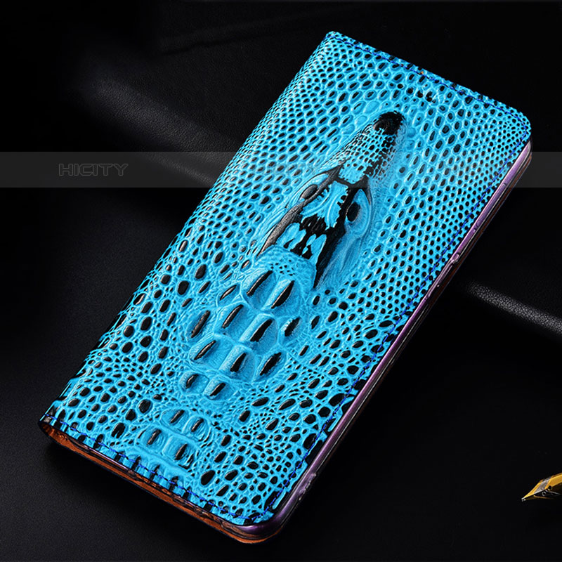 Coque Portefeuille Livre Cuir Etui Clapet H03P pour Samsung Galaxy M23 5G Bleu Ciel Plus