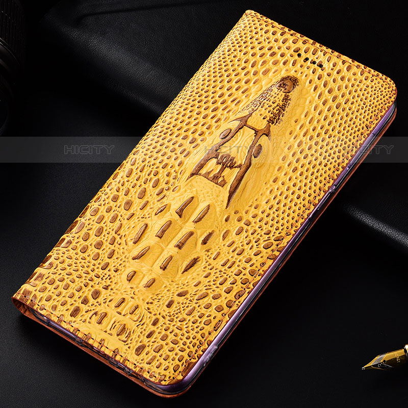 Coque Portefeuille Livre Cuir Etui Clapet H03P pour Samsung Galaxy S21 5G Jaune Plus