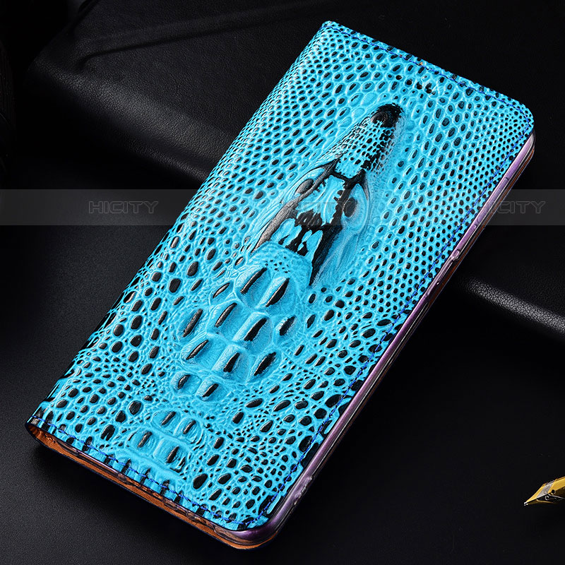 Coque Portefeuille Livre Cuir Etui Clapet H03P pour Samsung Galaxy S22 Plus 5G Bleu Ciel Plus