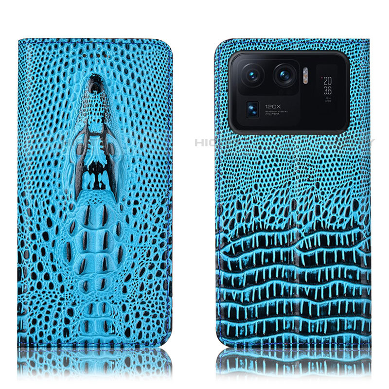 Coque Portefeuille Livre Cuir Etui Clapet H03P pour Xiaomi Mi 11 Ultra 5G Bleu Ciel Plus