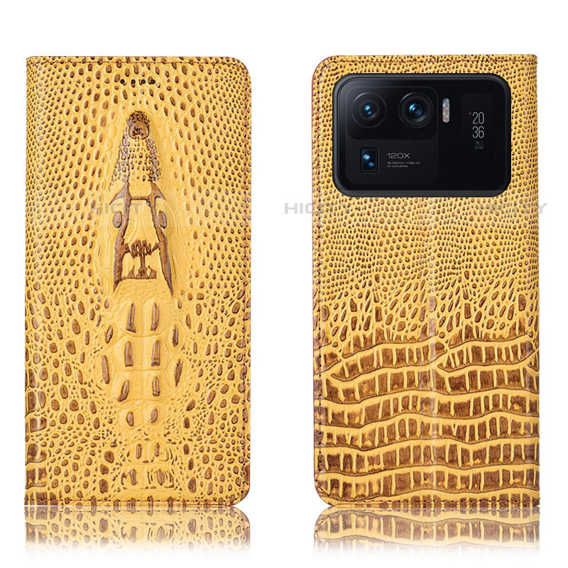 Coque Portefeuille Livre Cuir Etui Clapet H03P pour Xiaomi Mi 11 Ultra 5G Jaune Plus