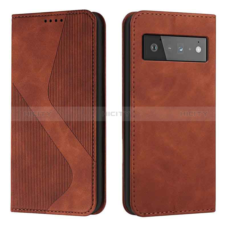 Coque Portefeuille Livre Cuir Etui Clapet H03X pour Google Pixel 6 5G Marron Plus