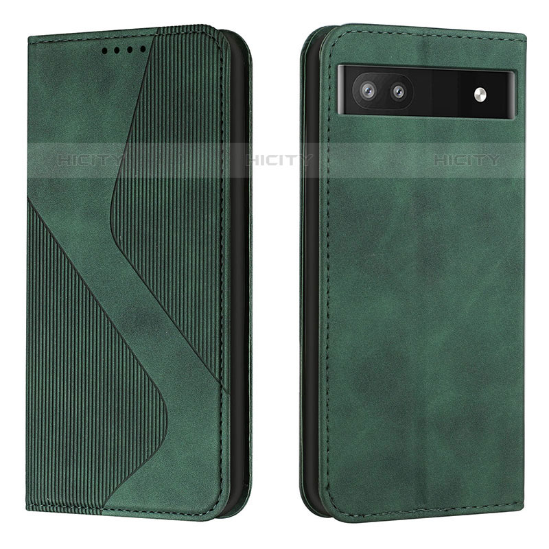 Coque Portefeuille Livre Cuir Etui Clapet H03X pour Google Pixel 6a 5G Vert Plus