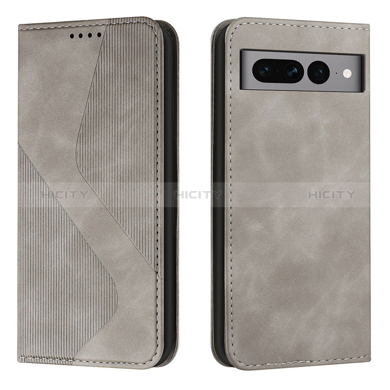 Coque Portefeuille Livre Cuir Etui Clapet H03X pour Google Pixel 7 Pro 5G Gris Plus