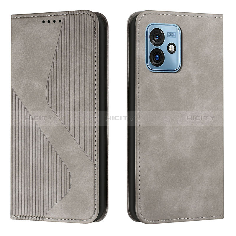 Coque Portefeuille Livre Cuir Etui Clapet H03X pour Motorola Moto G 5G (2023) Gris Plus