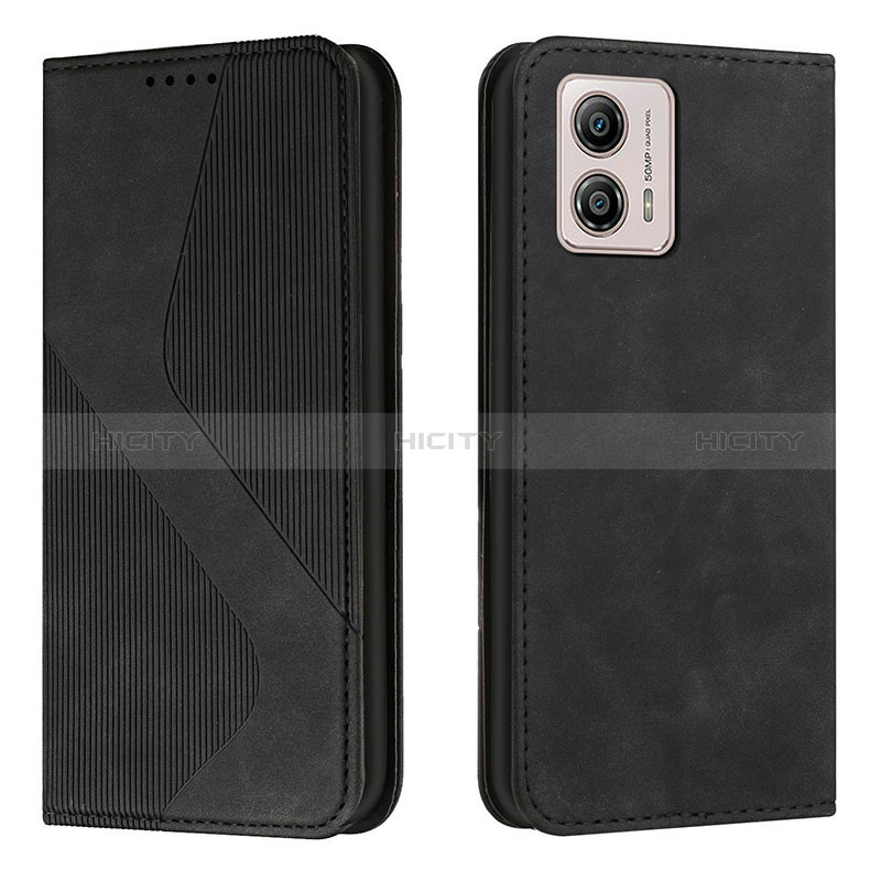 Coque Portefeuille Livre Cuir Etui Clapet H03X pour Motorola Moto G53 5G Noir Plus