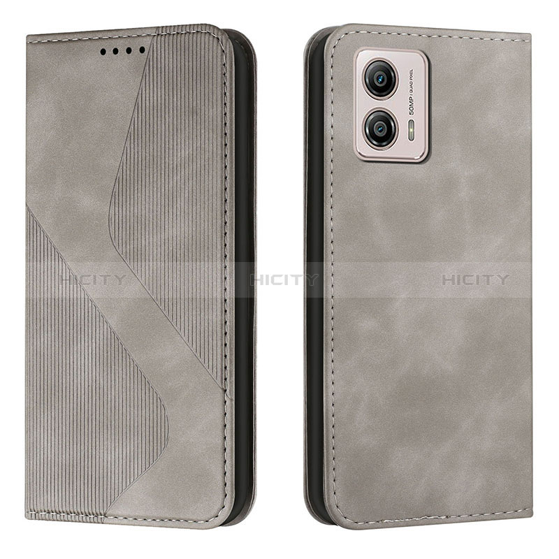 Coque Portefeuille Livre Cuir Etui Clapet H03X pour Motorola Moto G53y 5G Gris Plus