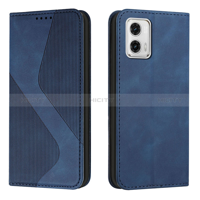 Coque Portefeuille Livre Cuir Etui Clapet H03X pour Motorola Moto G73 5G Bleu Plus