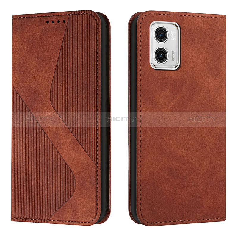 Coque Portefeuille Livre Cuir Etui Clapet H03X pour Motorola Moto G73 5G Marron Plus