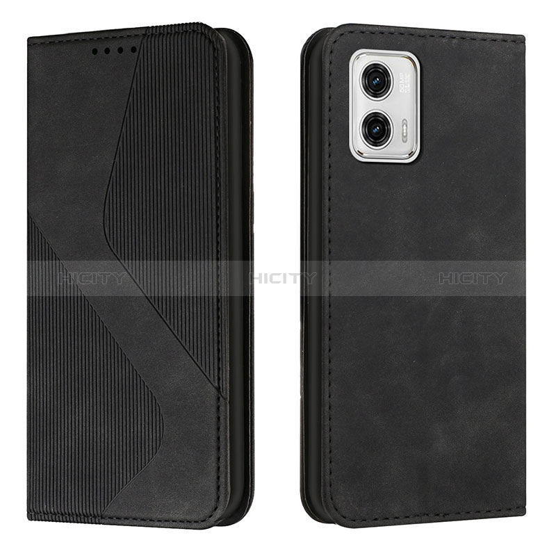 Coque Portefeuille Livre Cuir Etui Clapet H03X pour Motorola Moto G73 5G Noir Plus