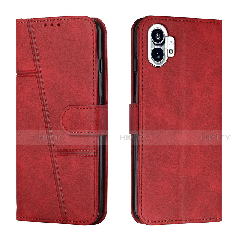 Coque Portefeuille Livre Cuir Etui Clapet H03X pour Nothing Phone 1 Rouge Plus