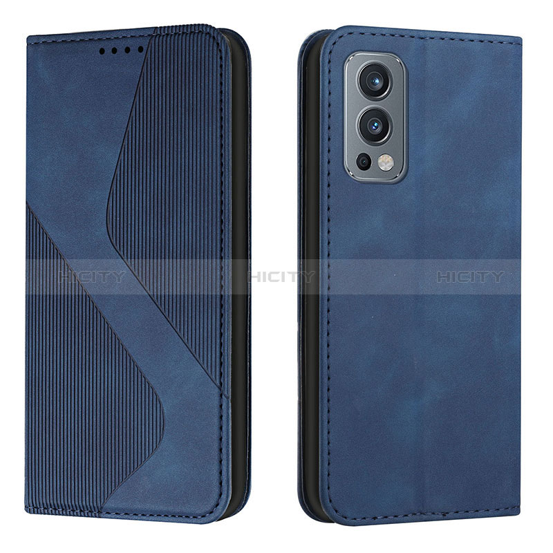 Coque Portefeuille Livre Cuir Etui Clapet H03X pour OnePlus Nord 2 5G Bleu Plus