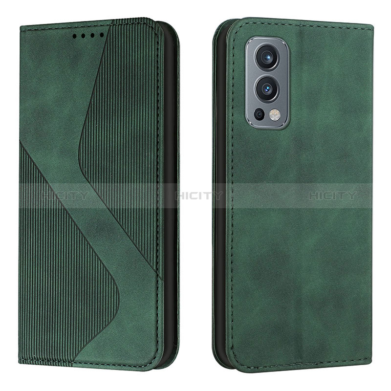 Coque Portefeuille Livre Cuir Etui Clapet H03X pour OnePlus Nord 2 5G Vert Plus