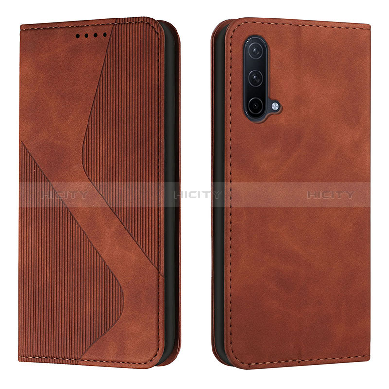 Coque Portefeuille Livre Cuir Etui Clapet H03X pour OnePlus Nord CE 5G Marron Plus