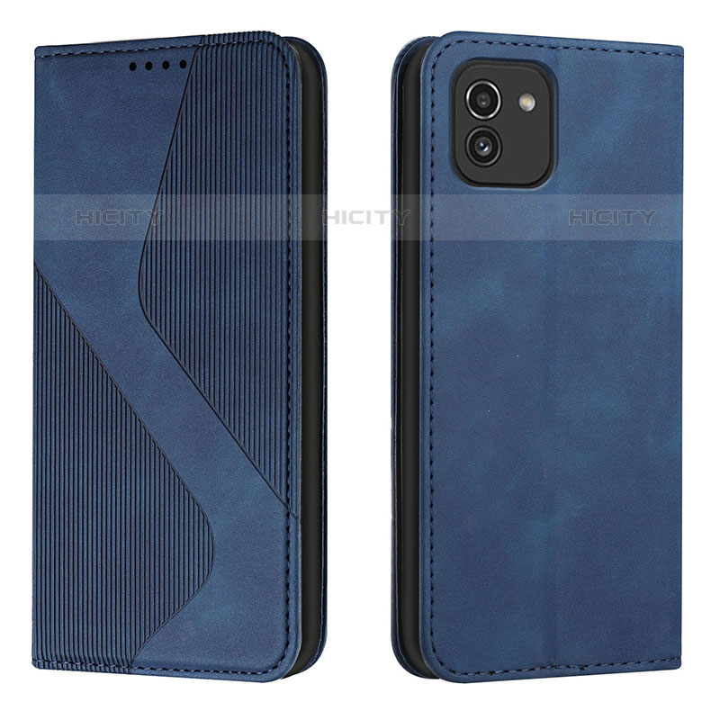 Coque Portefeuille Livre Cuir Etui Clapet H03X pour Samsung Galaxy A03 Bleu Plus