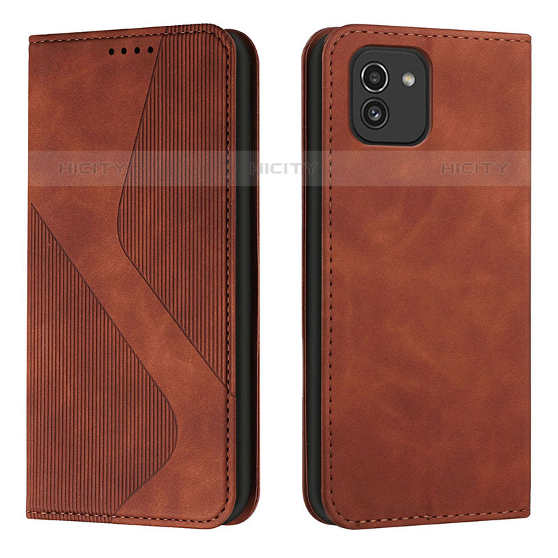 Coque Portefeuille Livre Cuir Etui Clapet H03X pour Samsung Galaxy A03 Marron Plus