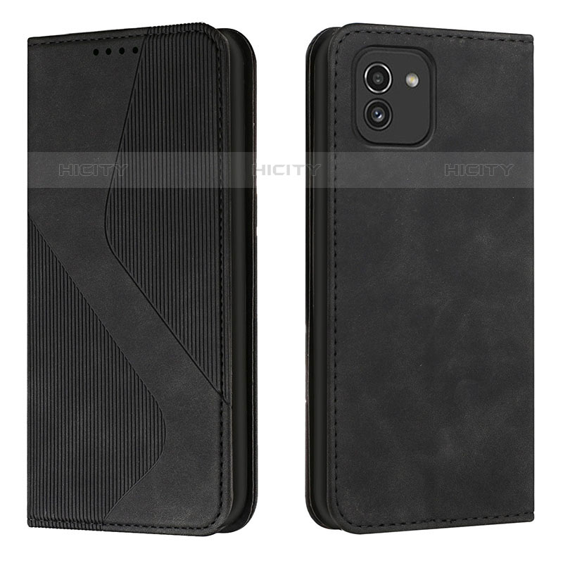 Coque Portefeuille Livre Cuir Etui Clapet H03X pour Samsung Galaxy A03 Noir Plus