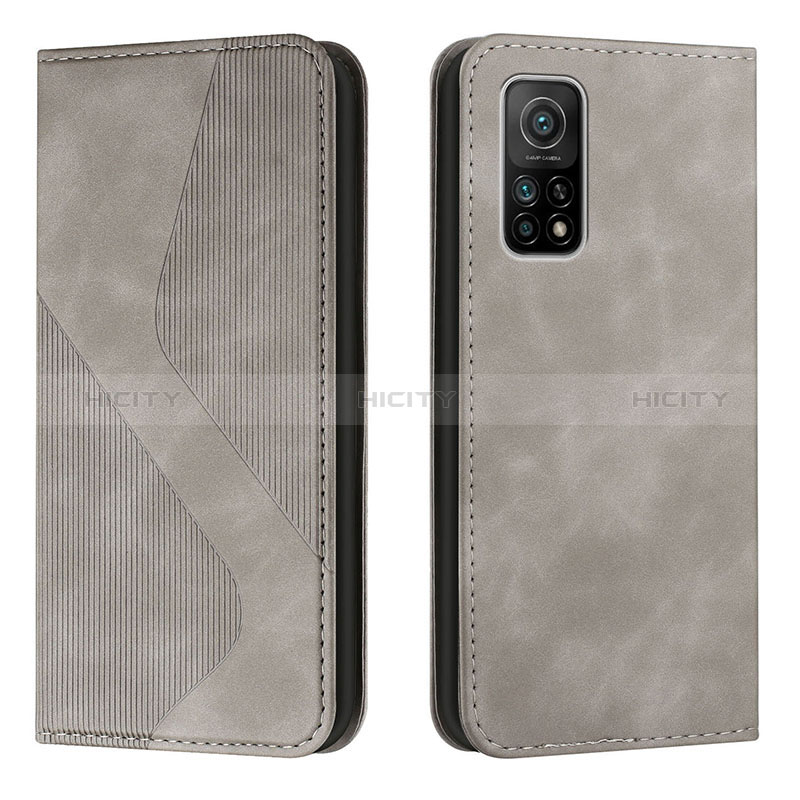 Coque Portefeuille Livre Cuir Etui Clapet H03X pour Xiaomi Mi 10T 5G Gris Plus