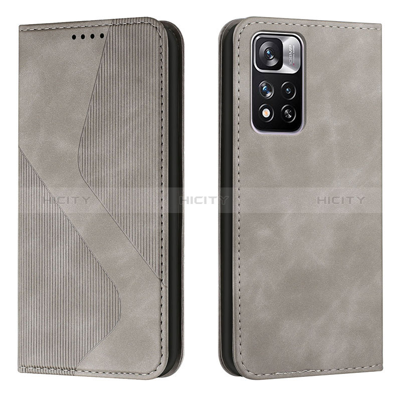 Coque Portefeuille Livre Cuir Etui Clapet H03X pour Xiaomi Mi 11i 5G (2022) Gris Plus