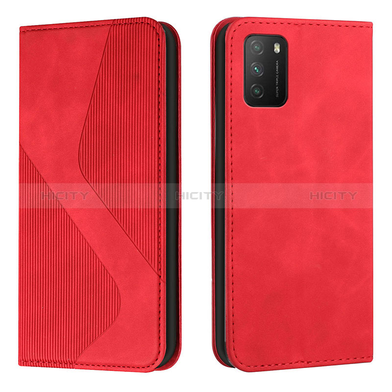 Coque Portefeuille Livre Cuir Etui Clapet H03X pour Xiaomi Poco M3 Rouge Plus