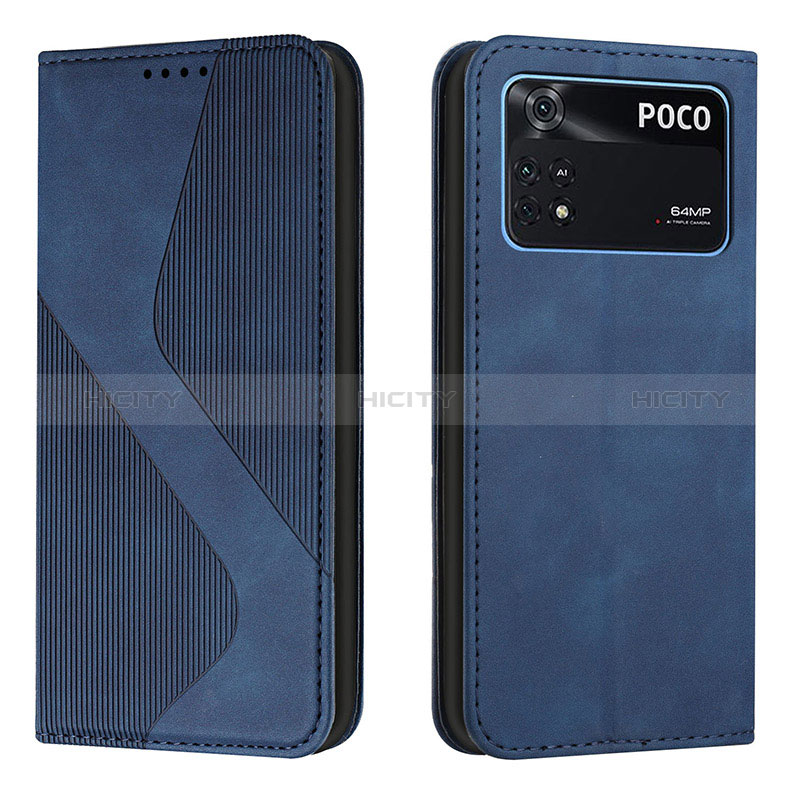 Coque Portefeuille Livre Cuir Etui Clapet H03X pour Xiaomi Poco M4 Pro 4G Bleu Plus