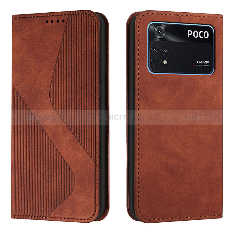 Coque Portefeuille Livre Cuir Etui Clapet H03X pour Xiaomi Poco M4 Pro 4G Marron Plus