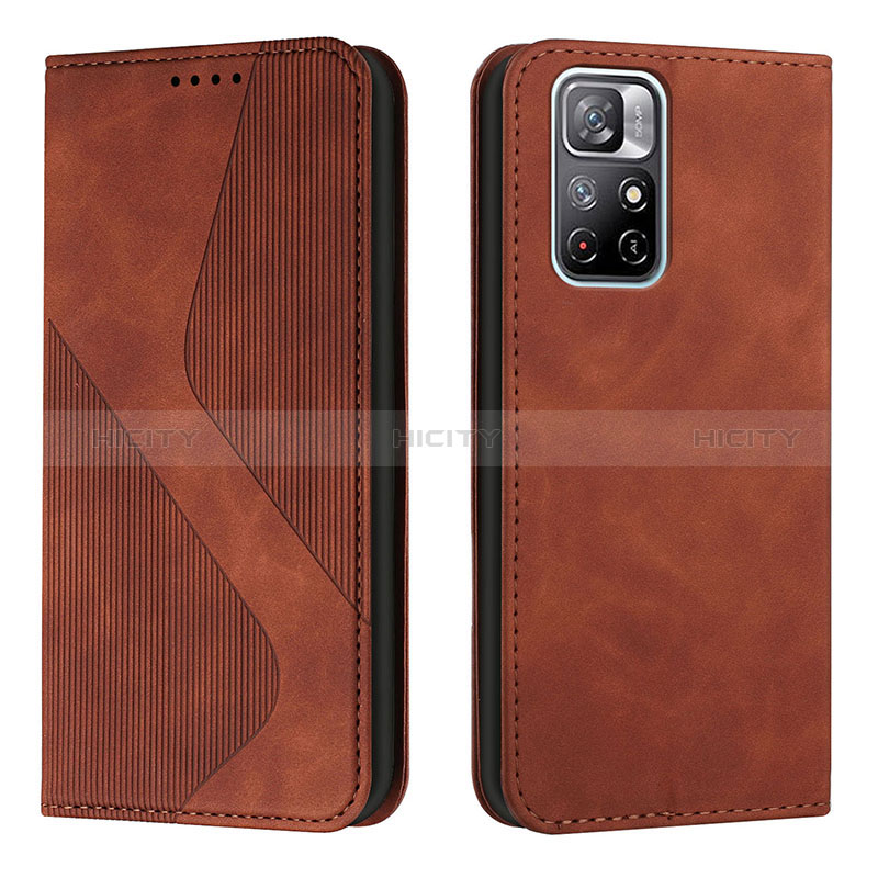 Coque Portefeuille Livre Cuir Etui Clapet H03X pour Xiaomi Poco M4 Pro 5G Marron Plus