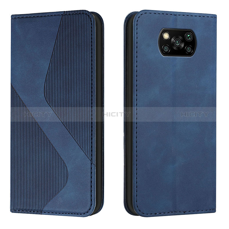 Coque Portefeuille Livre Cuir Etui Clapet H03X pour Xiaomi Poco X3 NFC Bleu Plus