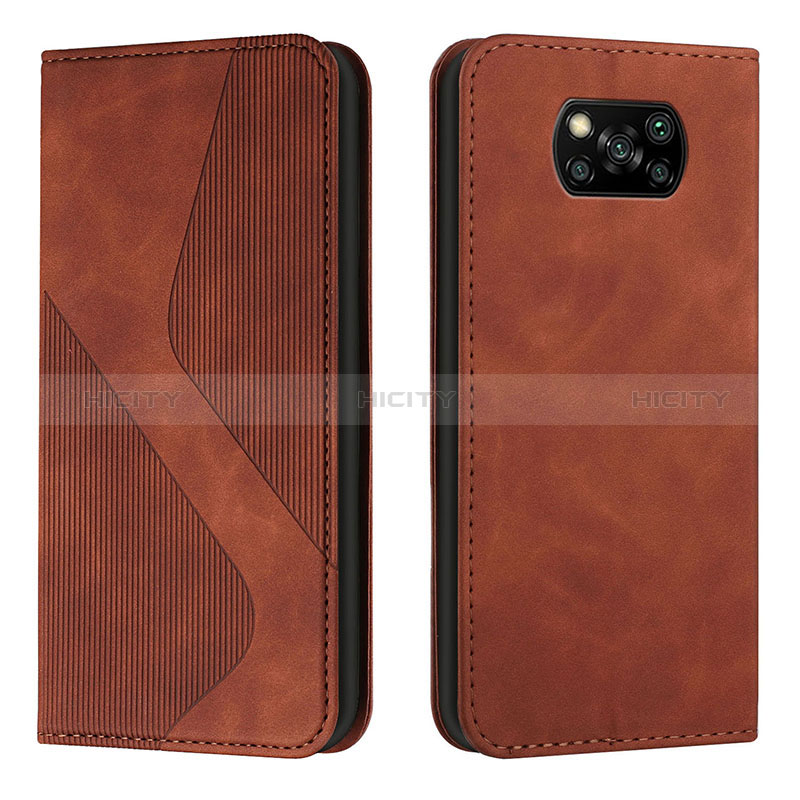 Coque Portefeuille Livre Cuir Etui Clapet H03X pour Xiaomi Poco X3 Pro Marron Plus