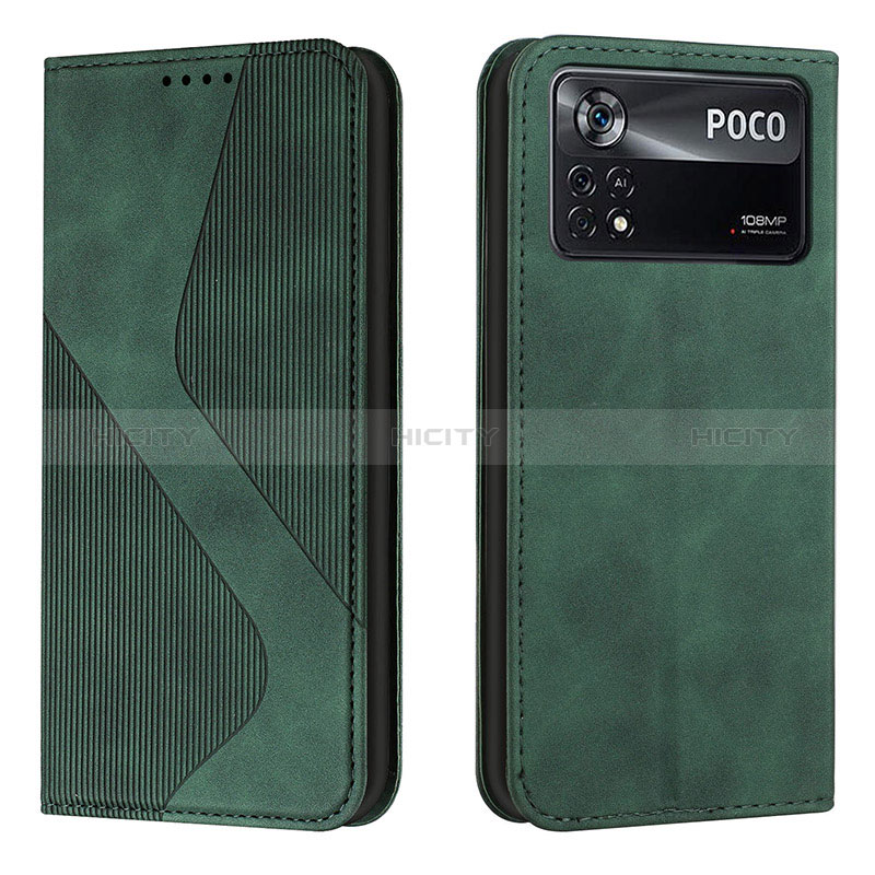 Coque Portefeuille Livre Cuir Etui Clapet H03X pour Xiaomi Poco X4 Pro 5G Vert Plus