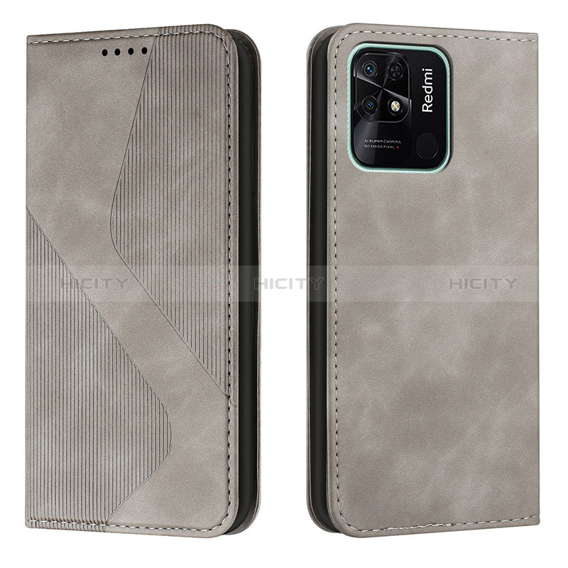 Coque Portefeuille Livre Cuir Etui Clapet H03X pour Xiaomi Redmi 10 India Gris Plus