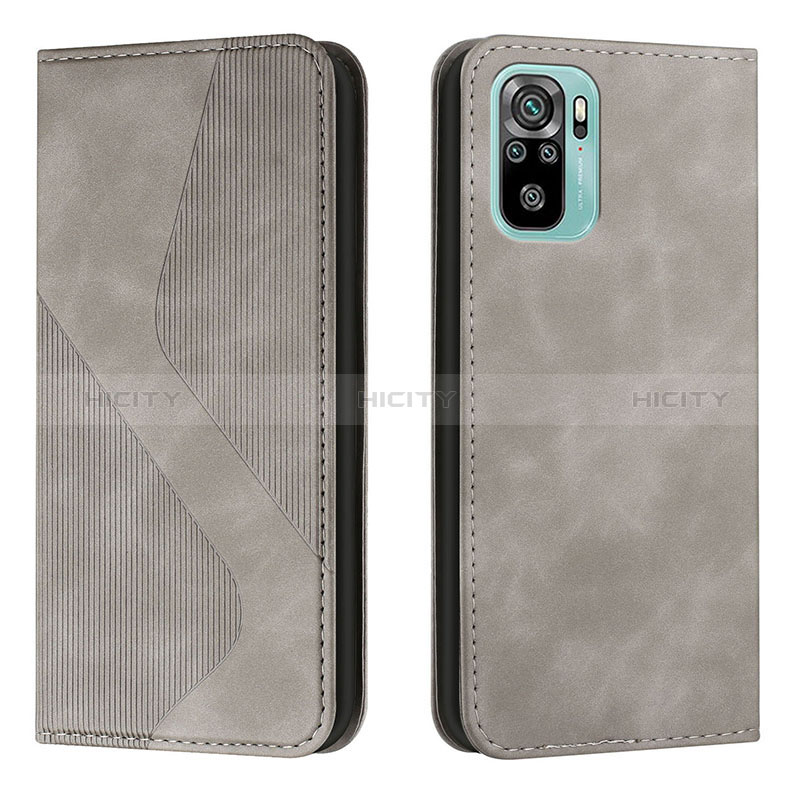 Coque Portefeuille Livre Cuir Etui Clapet H03X pour Xiaomi Redmi Note 10 4G Gris Plus