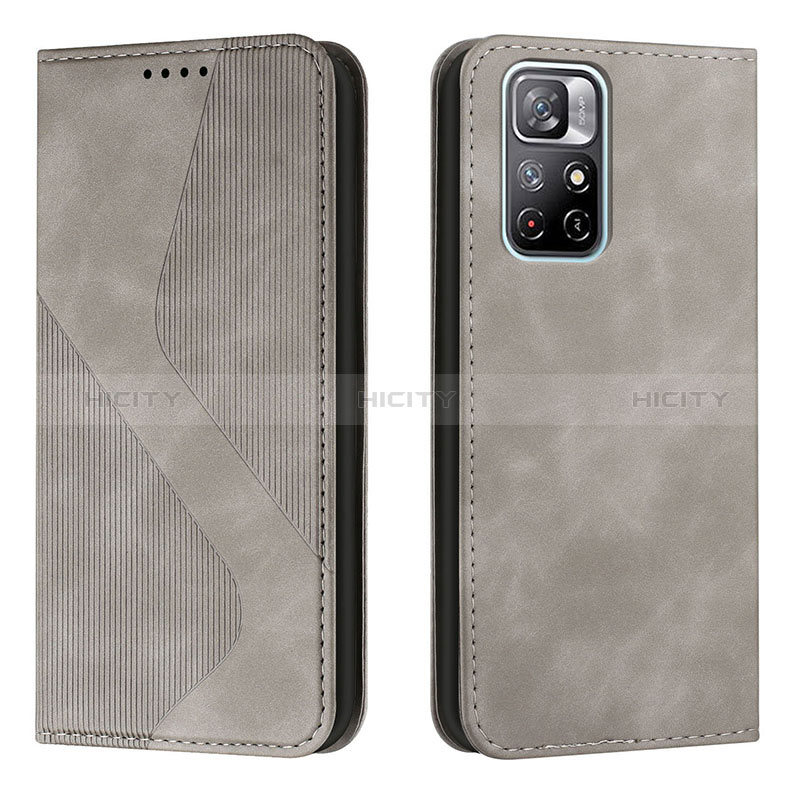 Coque Portefeuille Livre Cuir Etui Clapet H03X pour Xiaomi Redmi Note 11 5G Gris Plus