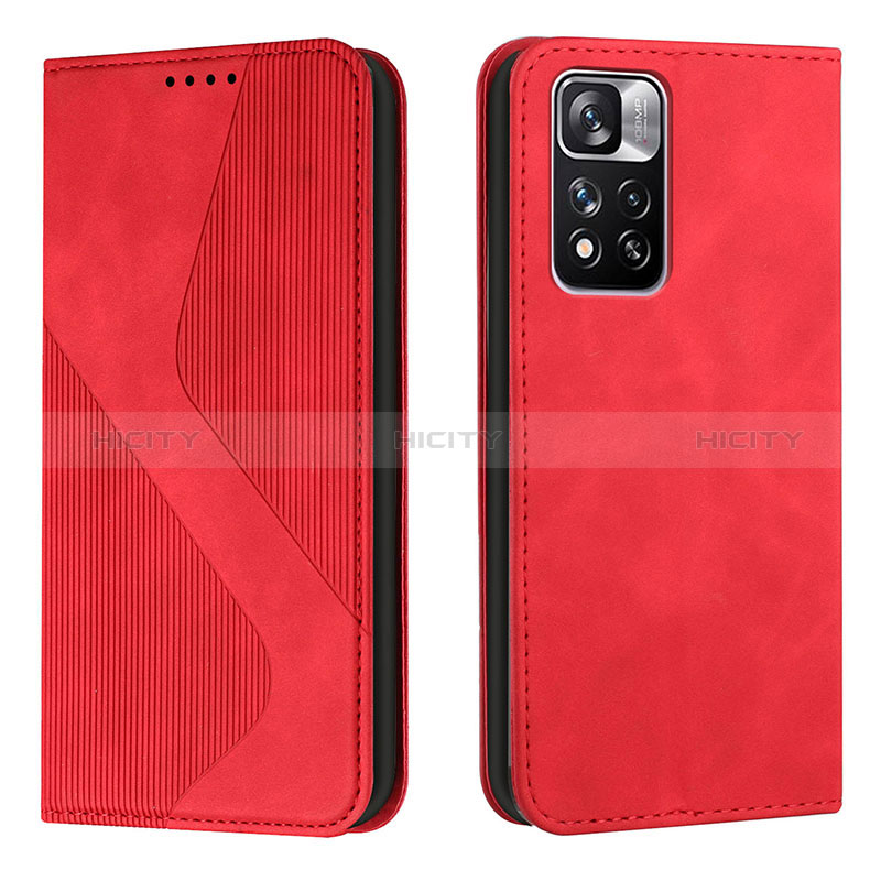 Coque Portefeuille Livre Cuir Etui Clapet H03X pour Xiaomi Redmi Note 11 Pro+ Plus 5G Rouge Plus