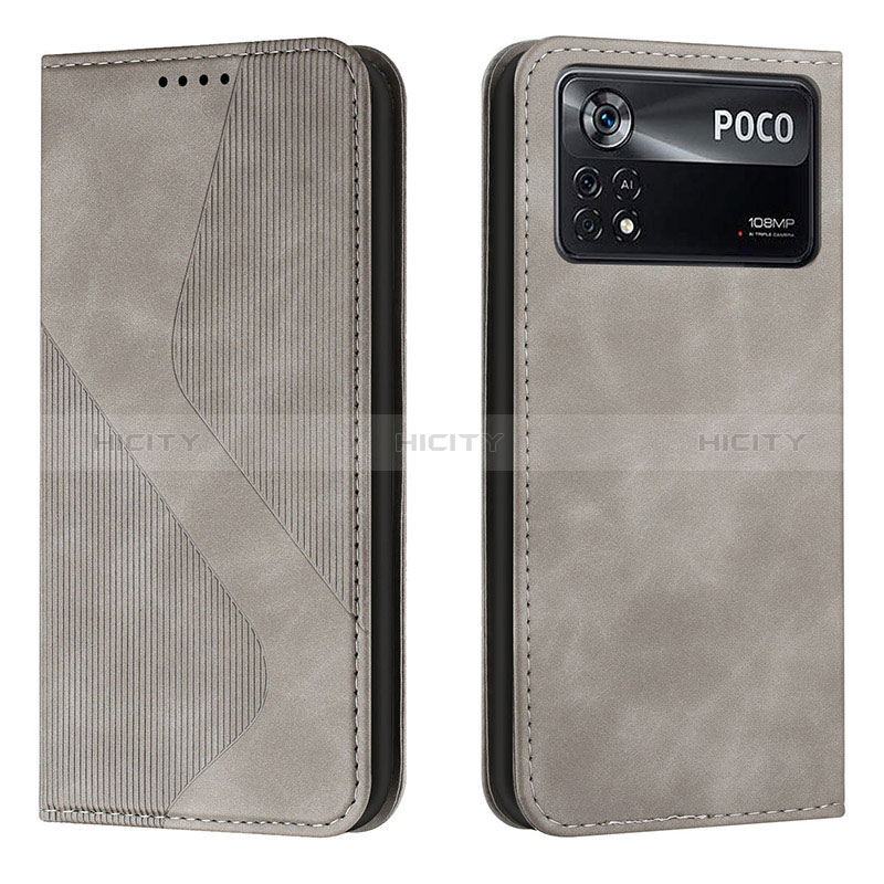 Coque Portefeuille Livre Cuir Etui Clapet H03X pour Xiaomi Redmi Note 11E Pro 5G Gris Plus