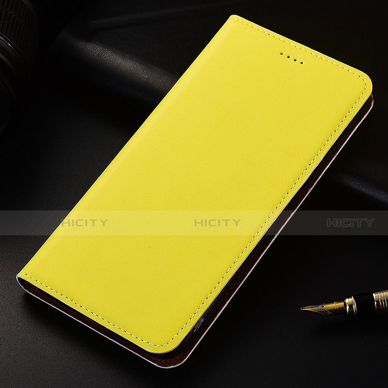 Coque Portefeuille Livre Cuir Etui Clapet H04 pour Apple iPhone 13 Pro Jaune Plus