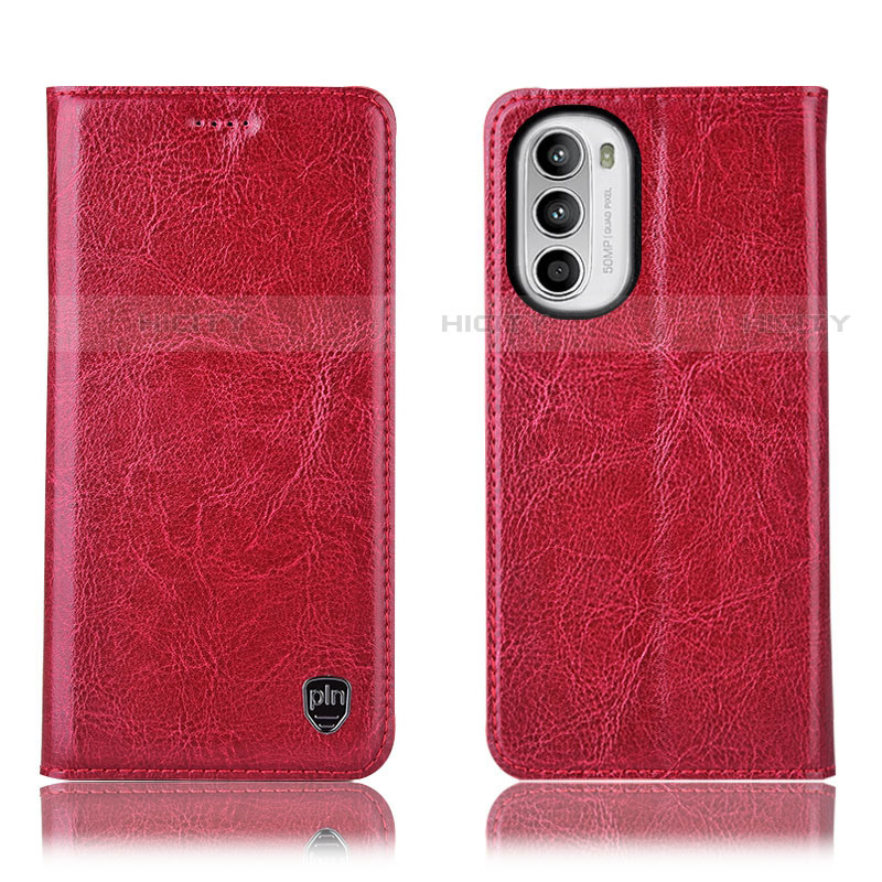 Coque Portefeuille Livre Cuir Etui Clapet H04P pour Motorola Moto Edge (2022) 5G Rouge Plus