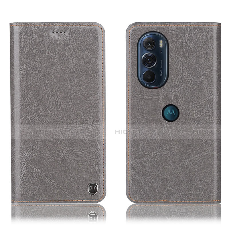 Coque Portefeuille Livre Cuir Etui Clapet H04P pour Motorola Moto Edge 30 Pro 5G Gris Plus